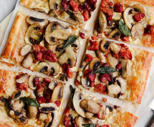 Mushroom Chorizo Sage Tart - Xotic Mushrooms