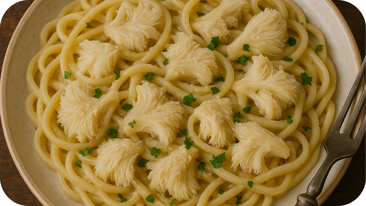 Creamy Lion's Mane Mushroom Pasta with Parmesan and Herbs– You Won’t Believe How Good It Is!