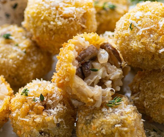 Mushroom Arancini Snowballs Recipe - Xotic Mushrooms