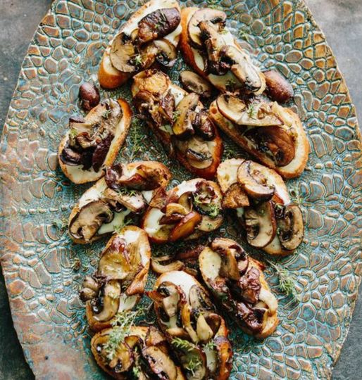 Roasted Blue Oyster Mushrooms and Goat Cheese Crostini Recipe - Xotic Mushrooms