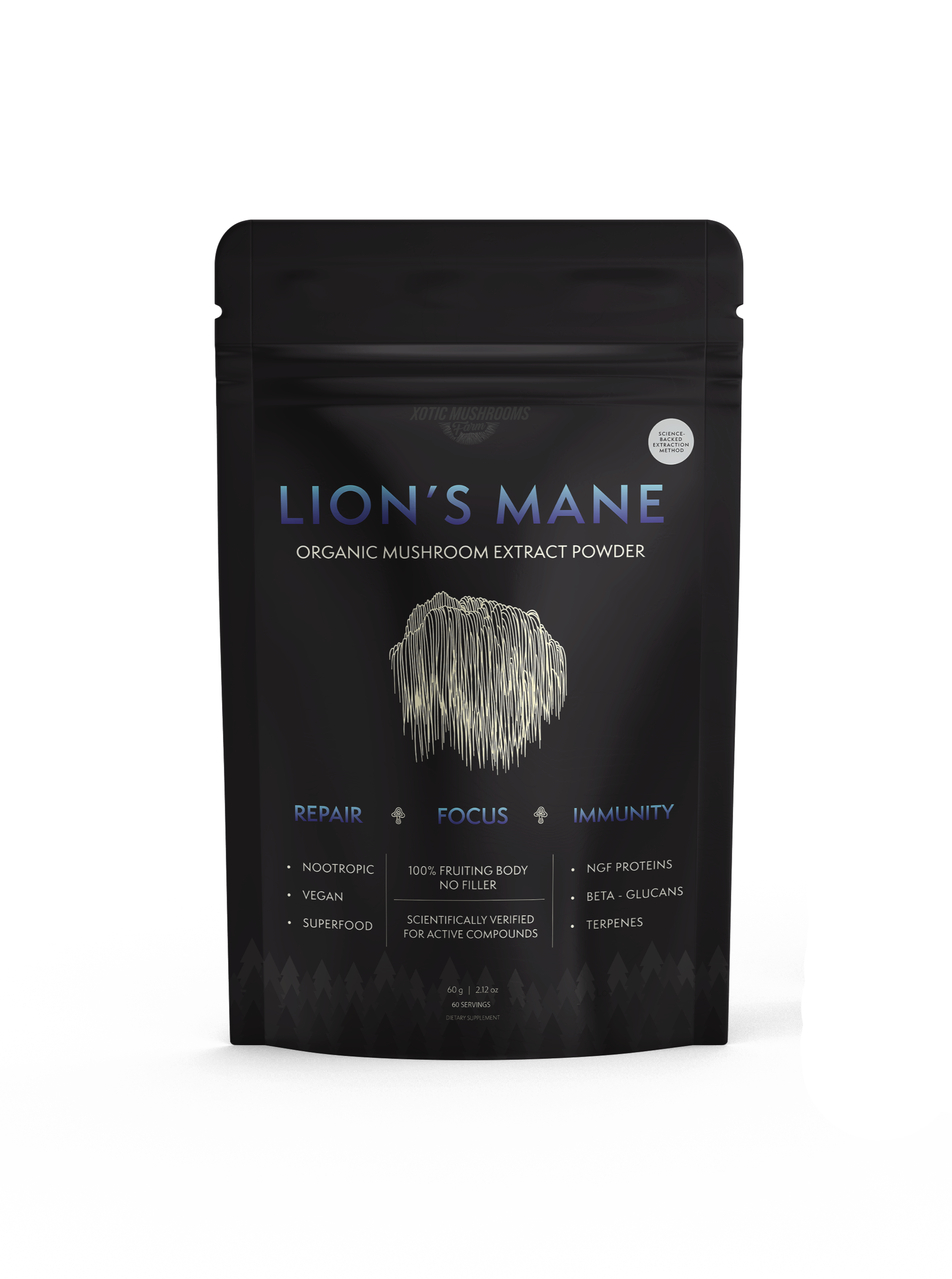 Lions Mane Organic Freeze Dried Extract Powder | 100% Fruit Bodies 12:1 Extract