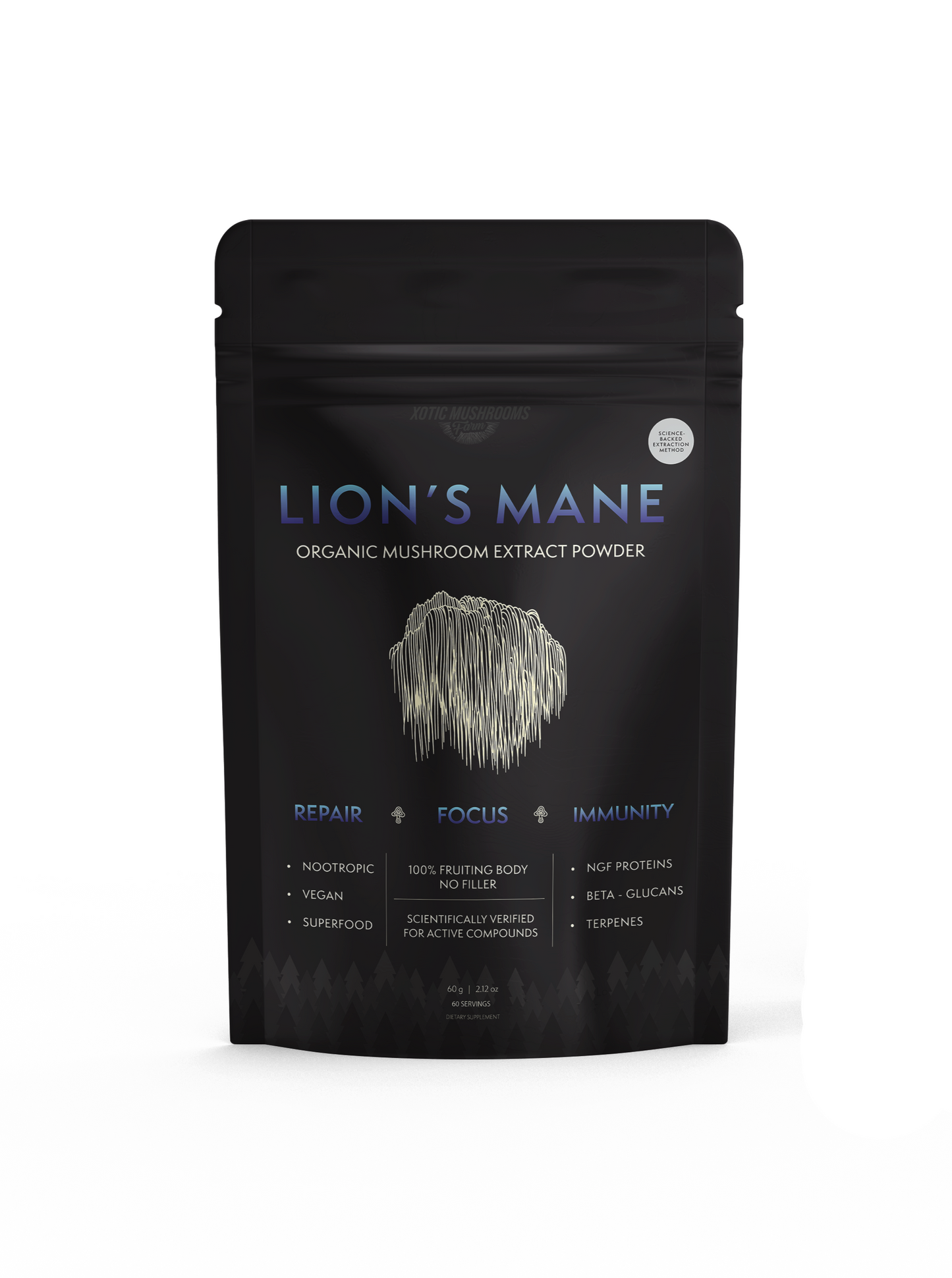 Lions Mane Organic Freeze Dried Extract Powder | 100% Fruit Bodies 15:1 Extract