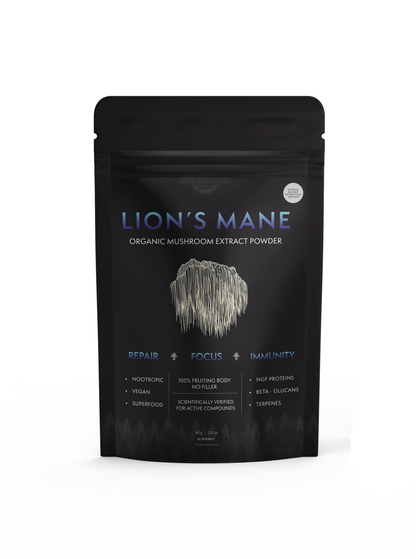 Lions Mane Organic Freeze Dried Extract Powder | 100% Fruit Bodies 15:1 Extract Aussie Grown